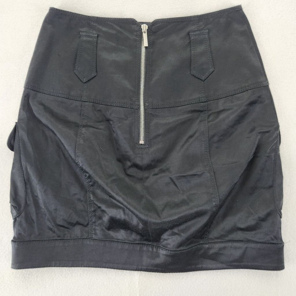 Black Witchy Skirt Size US 4 UK 8 Mini Draped Side Pockets Satin Stud goth - Picture 5 of 7